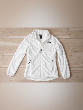 The North Face White Fuzzy Fleece Jacket Women’s Full Zip Cozy Soft Sherpa Light